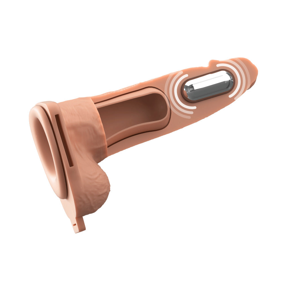 Fantasy X-Tensions Elite Vibrating Hollow Strap-On Dual Density-Light 6"