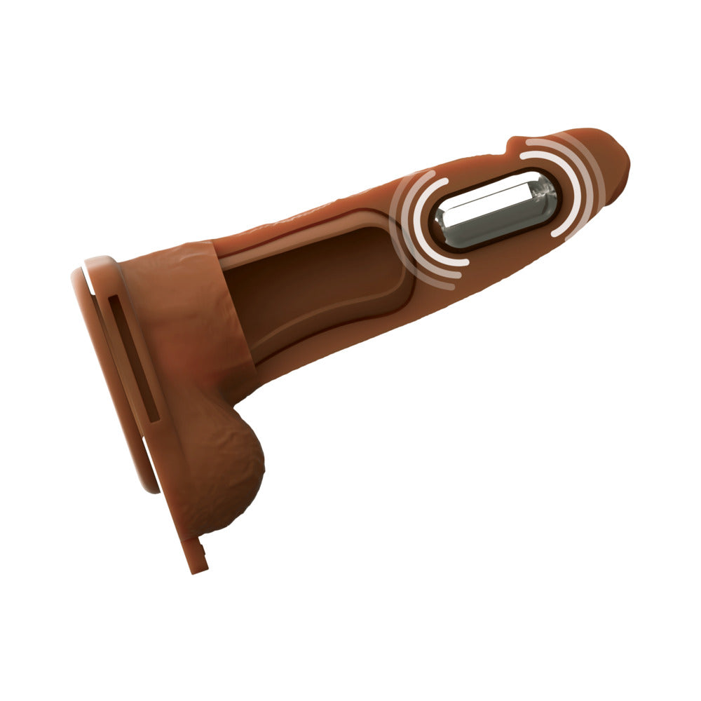 Fantasy X-Tensions Elite Vibrating Hollow Strap-On Dual Density-Brown 6"