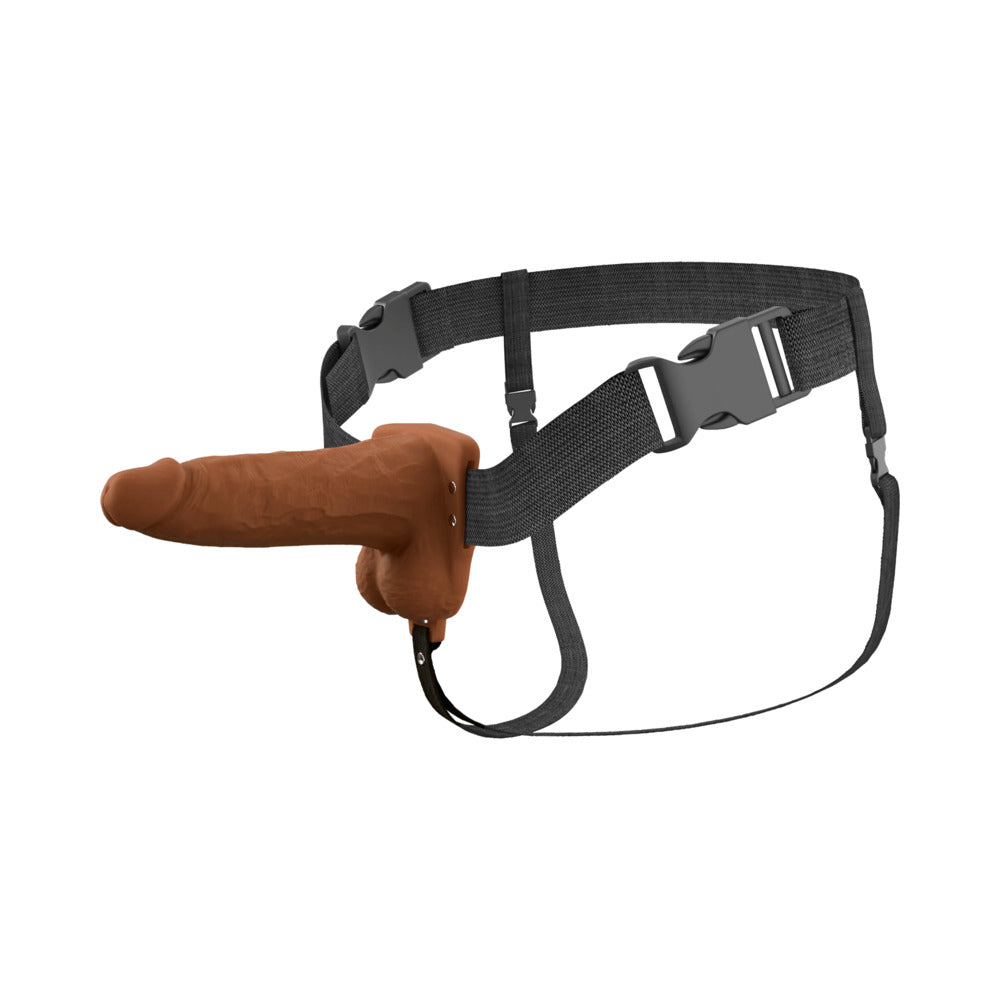 Fantasy X-Tensions Elite Vibrating Hollow Strap-On Dual Density-Brown 6"