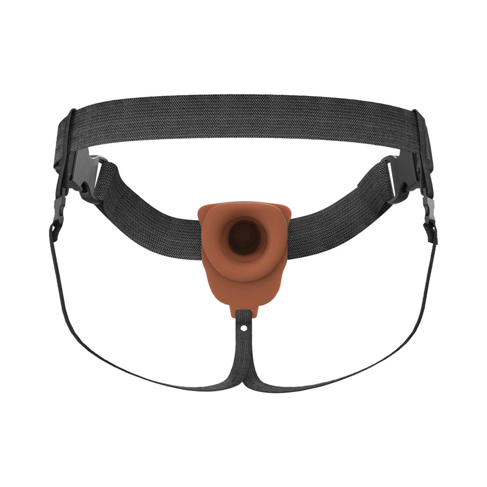 Fantasy X-Tensions Elite Vibrating Hollow Strap-On Dual Density-Brown 6"