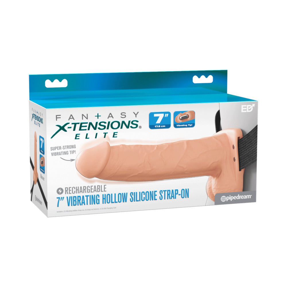 Fantasy X-Tensions Elite Vibrating Hollow Strap-On Dual Density-Light 7"