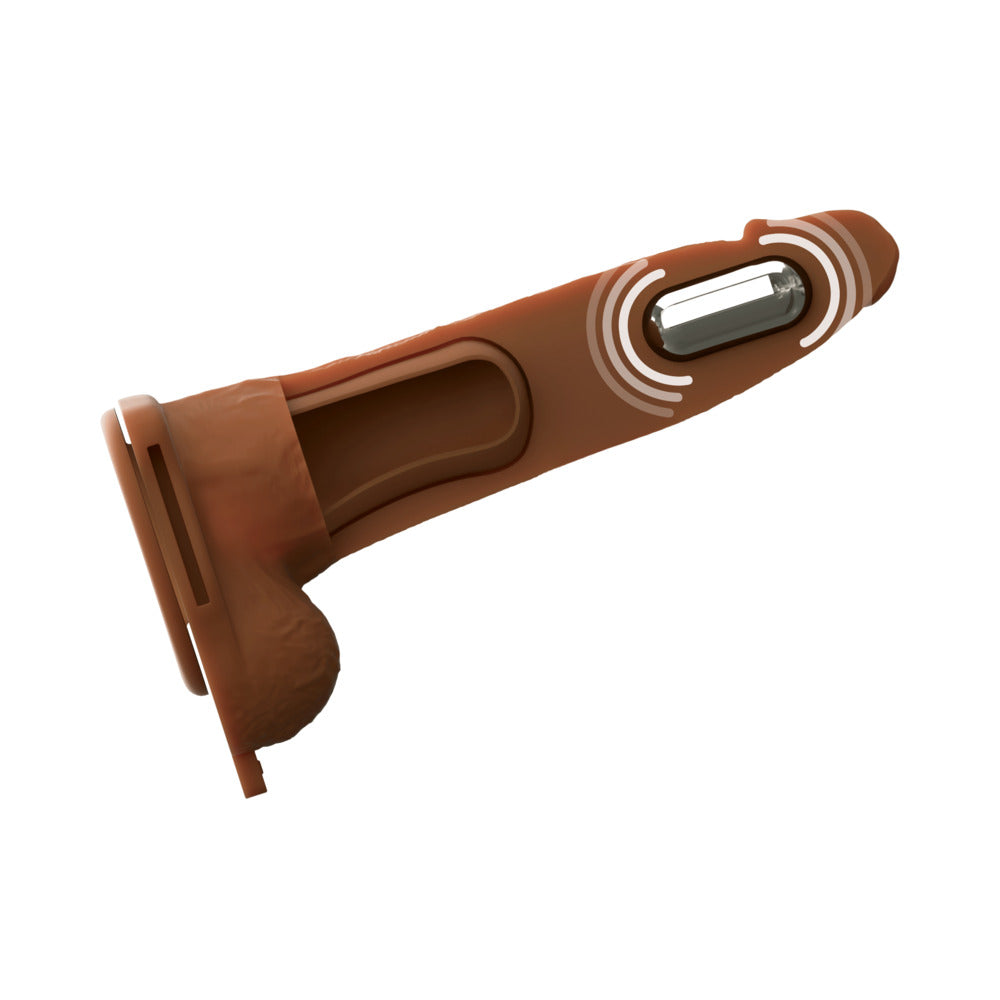 Fantasy X-Tensions Elite Vibrating Hollow Strap-On Dual Density-Brown 7"
