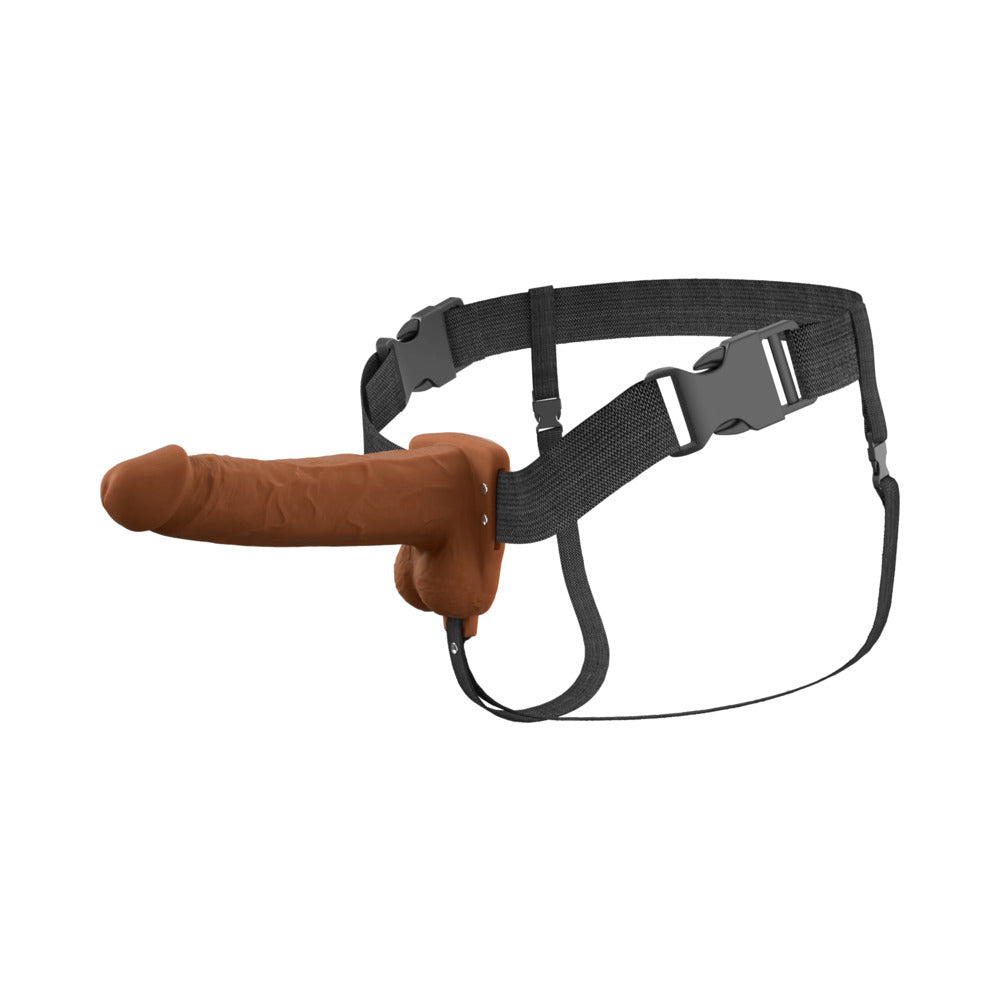 Fantasy X-Tensions Elite Vibrating Hollow Strap-On Dual Density-Brown 7"