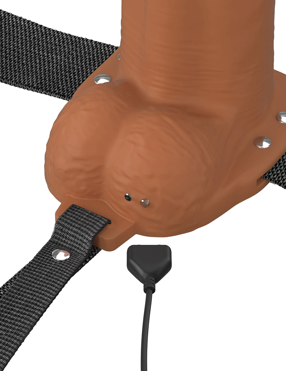 Fantasy X-Tensions Elite Vibrating Hollow Strap-On Dual Density-Brown 7"