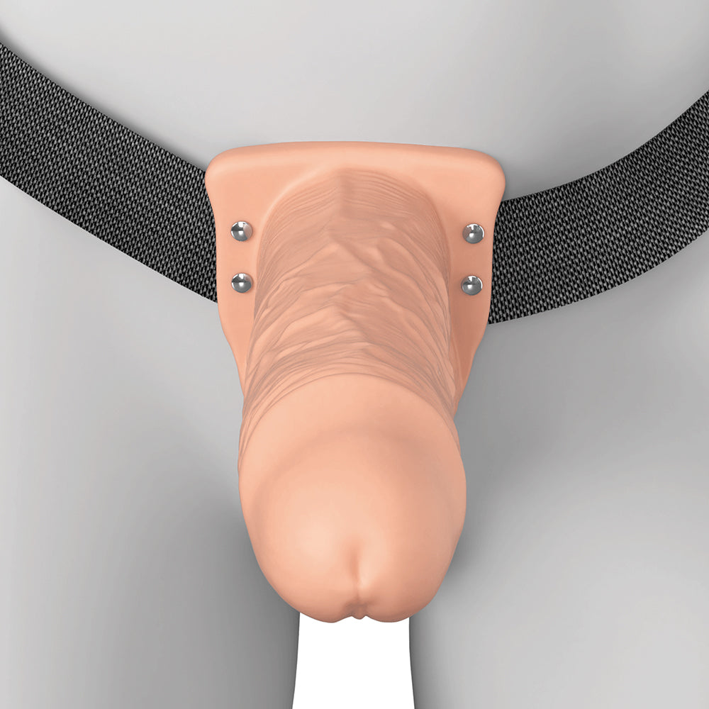 Fantasy X-Tensions Elite Vibrating Hollow Strap-On Dual Density - Light 8"