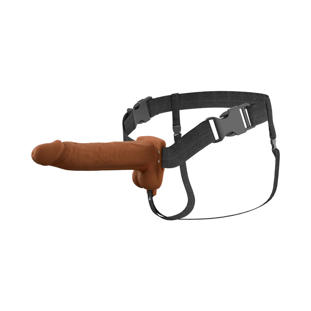 Fantasy X-Tensions Elite Vibrating Hollow Strap-On Dual Density - Brown 8"