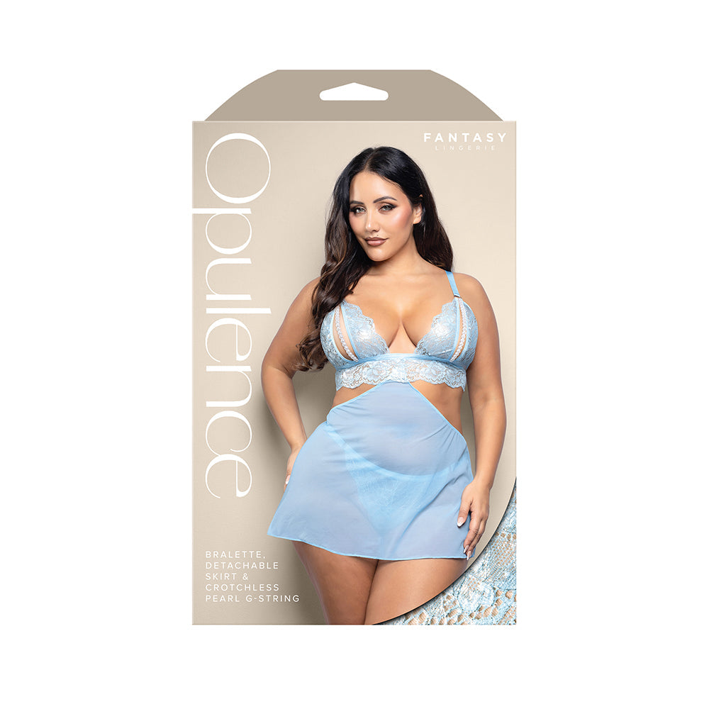 Opulence Metallic Lace 2-in-1 Set w/Pearl Details - Light Blue QN