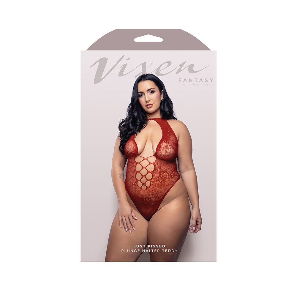 Vixen Just Kissed Seamless Lace Teddy - Red QN