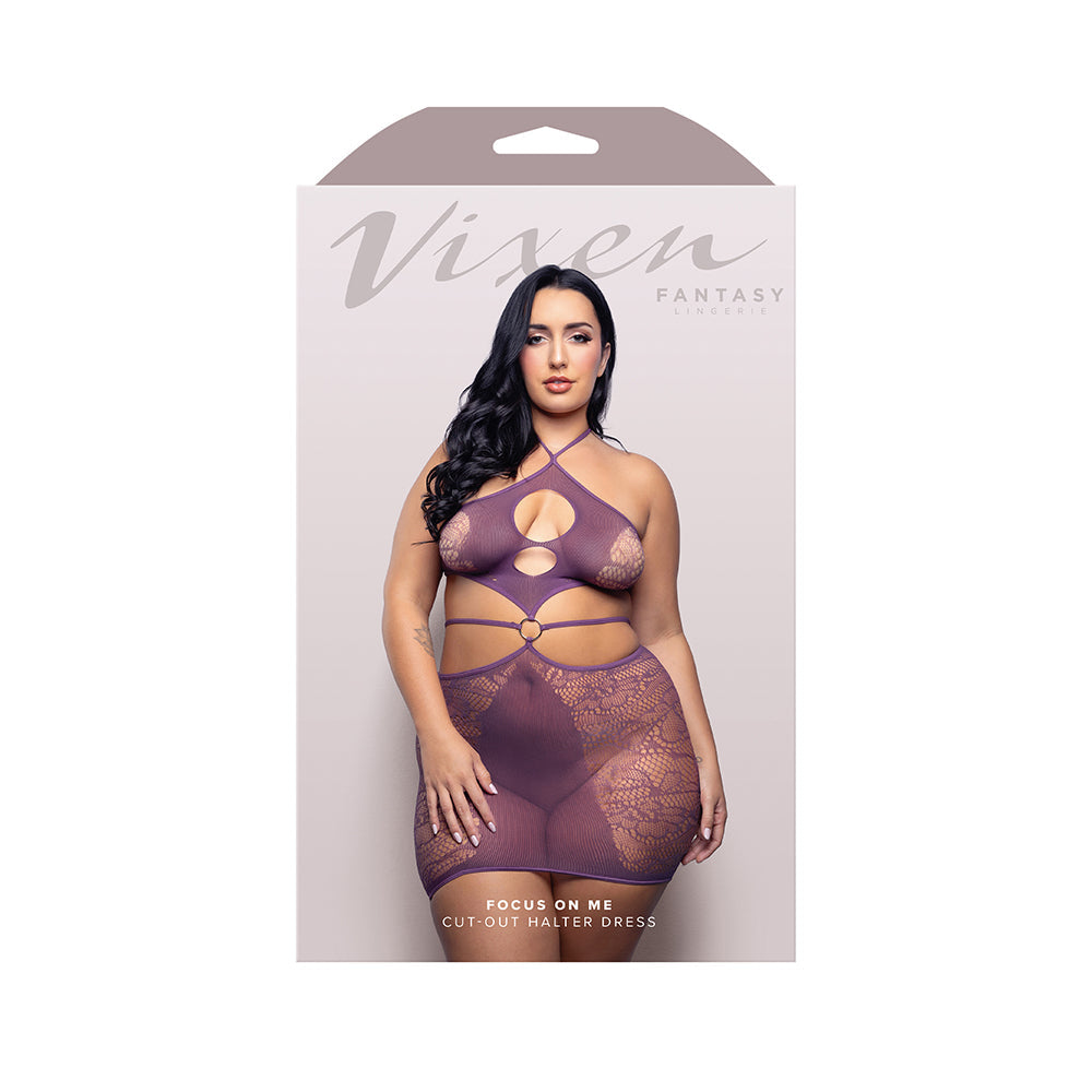 Vixen Focus On Me Halter Dress w/Key Ring Details - Purple QN