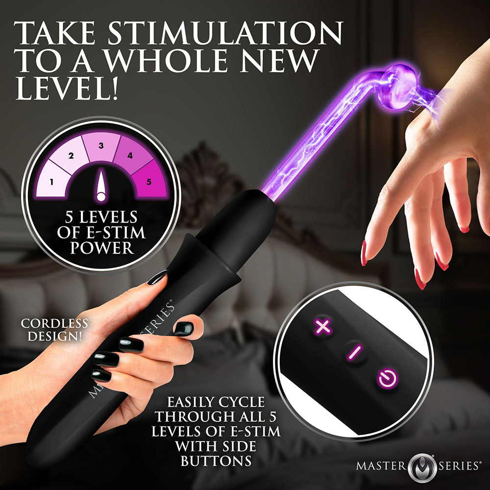 Master Series Elektrawand Rechargeable Violet Wand w/Attachments - Black