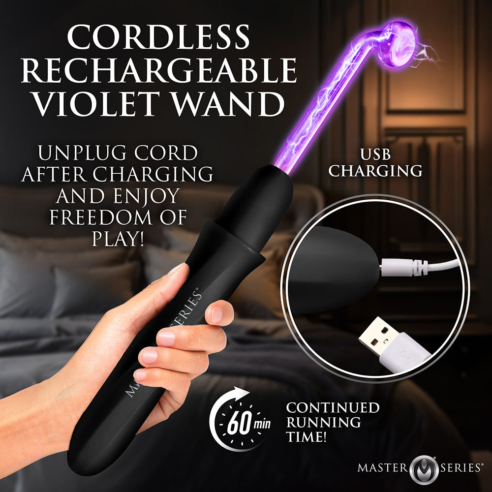 Master Series Elektrawand Rechargeable Violet Wand w/Attachments - Black