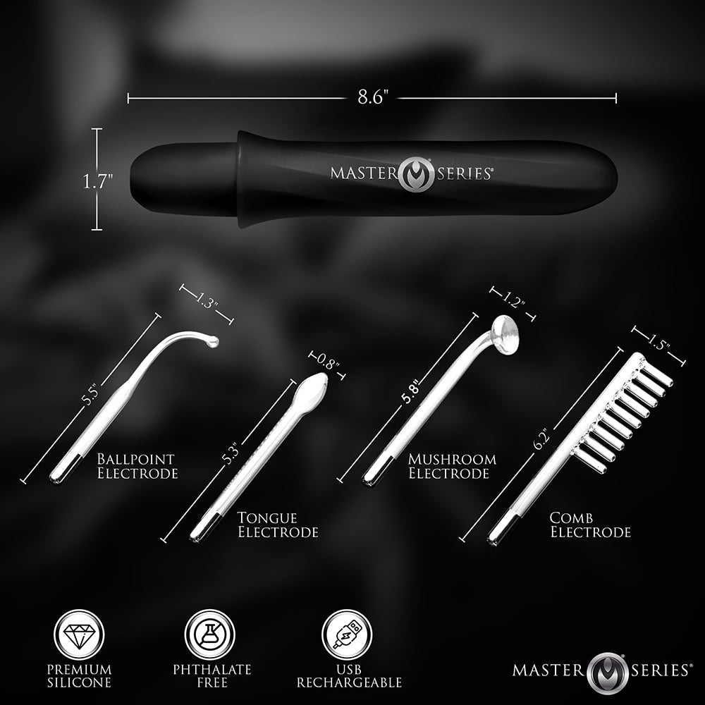 Master Series Elektrawand Rechargeable Violet Wand w/Attachments - Black