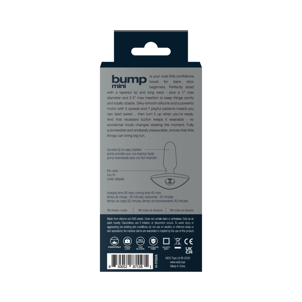 VeDO Bump Mini Rechargeable Anal Plug - Black