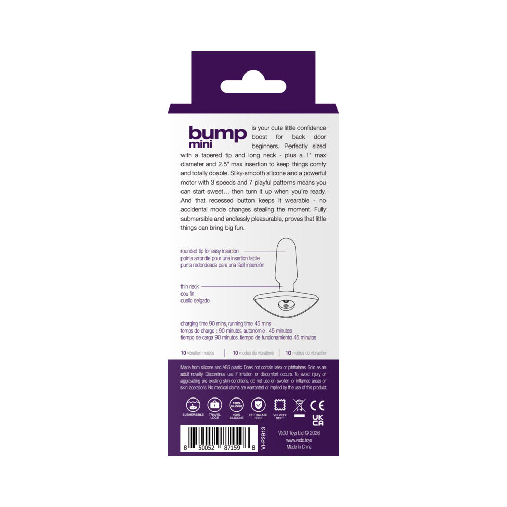 VeDO Bump Mini Rechargeable Anal Plug - Purple