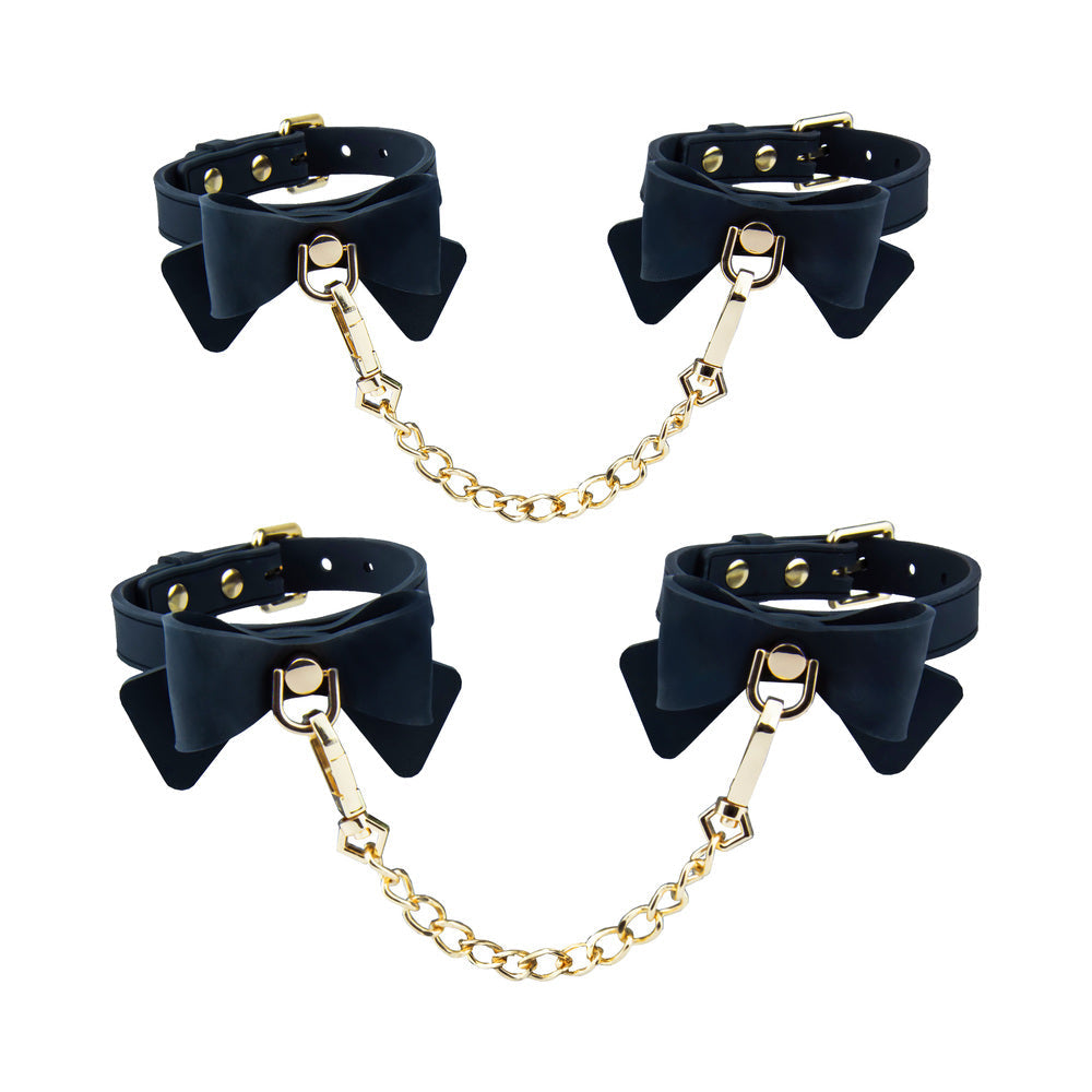 Temptasia Ardor Wrist & Ankle Restraints-Black with Bow