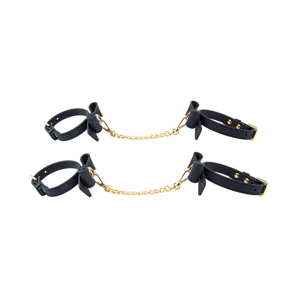 Temptasia Ardor Wrist & Ankle Restraints-Black with Bow