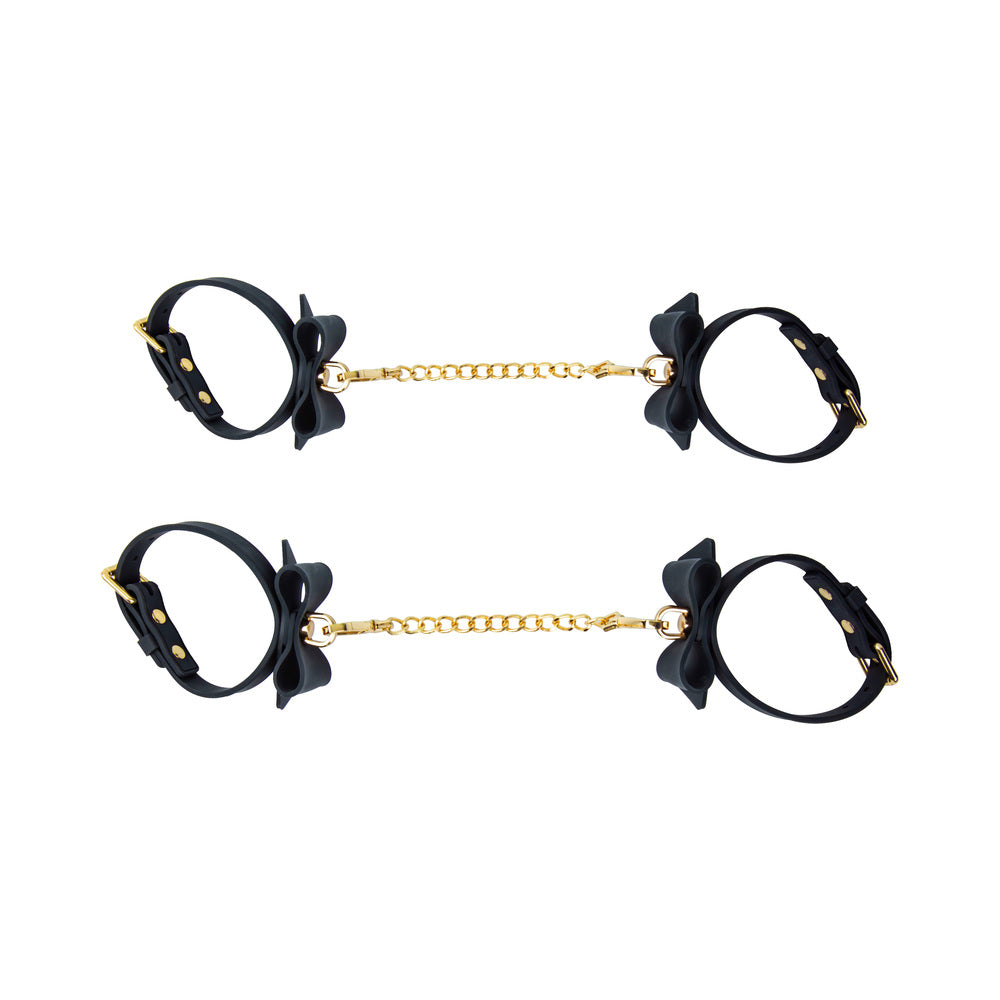 Temptasia Ardor Wrist & Ankle Restraints-Black with Bow