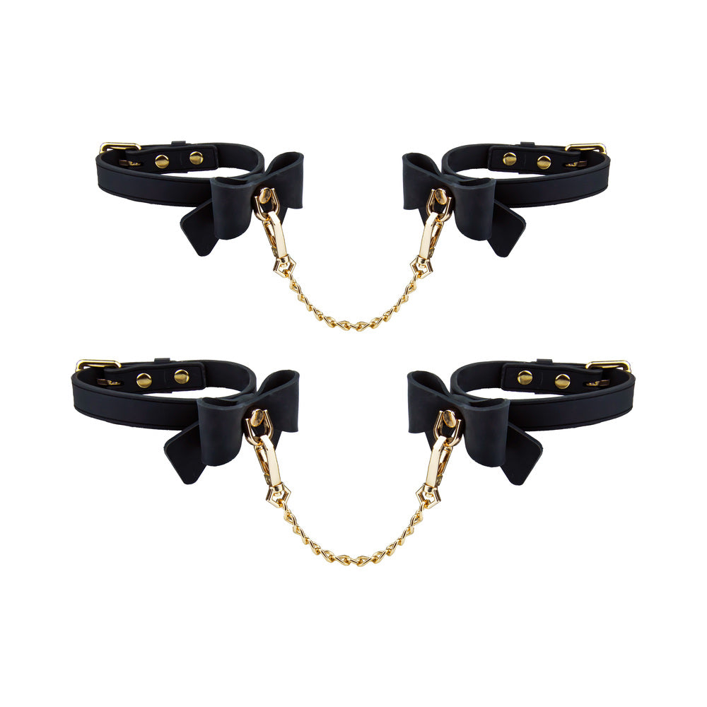 Temptasia Ardor Wrist & Ankle Restraints-Black with Bow