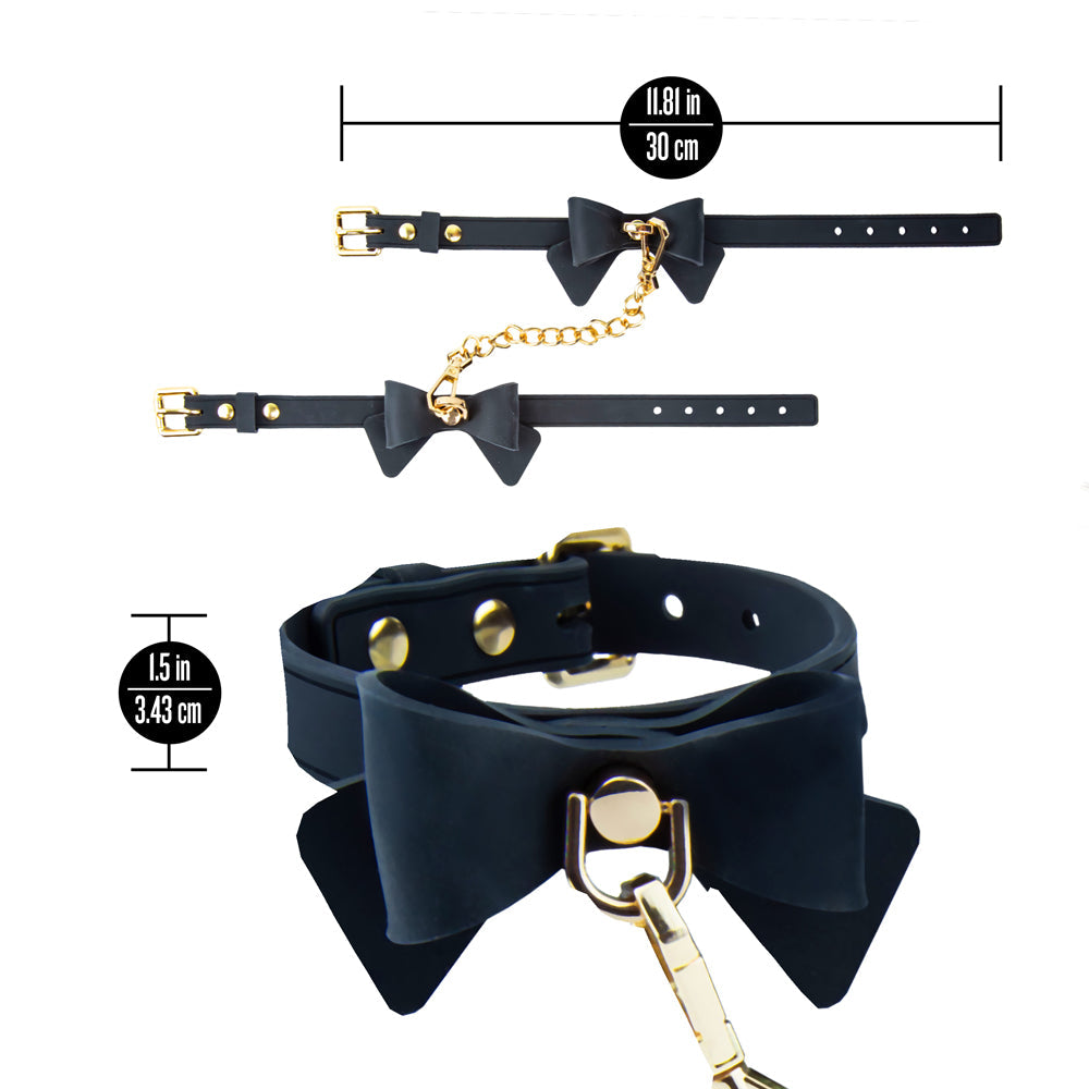 Temptasia Ardor Wrist & Ankle Restraints-Black with Bow