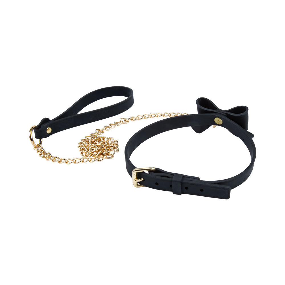 Temptasia Ardor Collar & Leash-Black with Bow