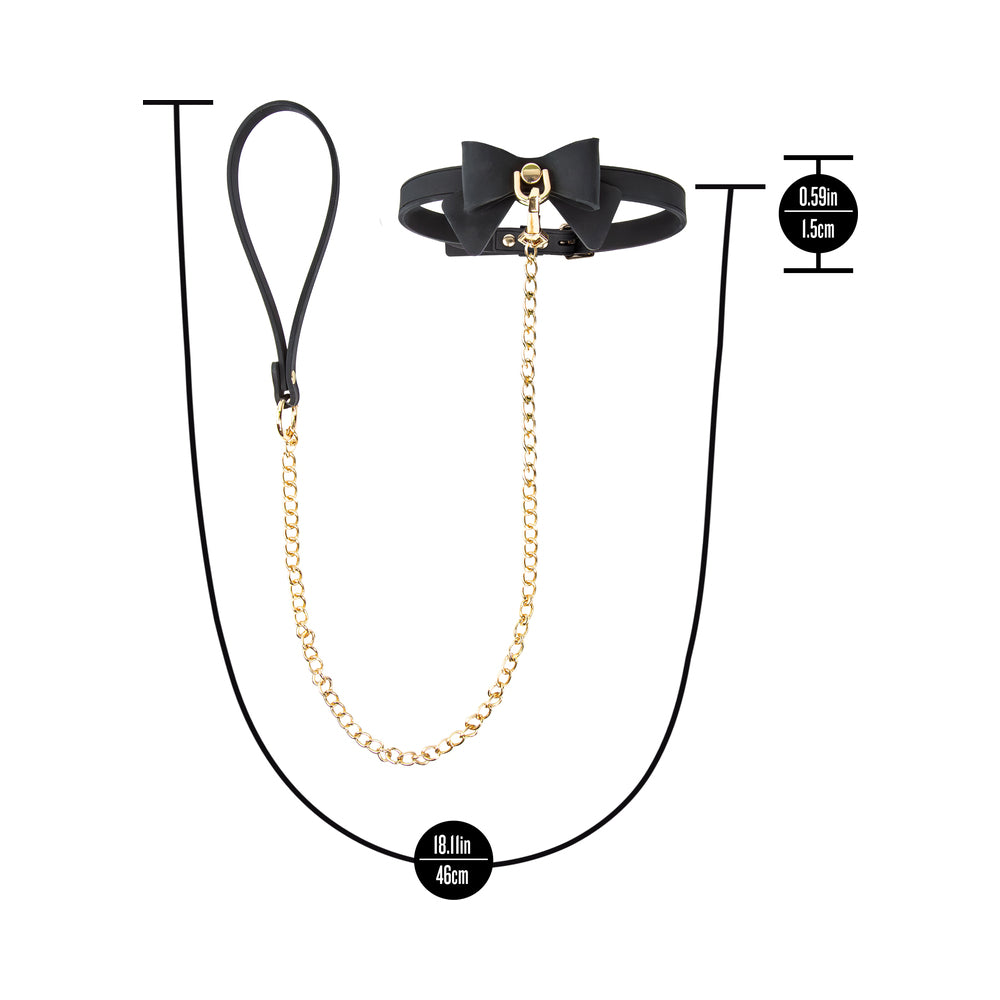 Temptasia Ardor Collar & Leash-Black with Bow