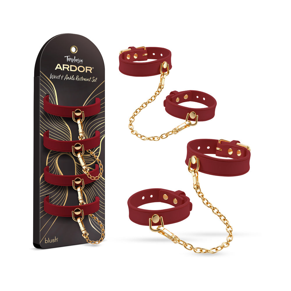 Temptasia Ardor Wrist & Ankle Restraints-Red