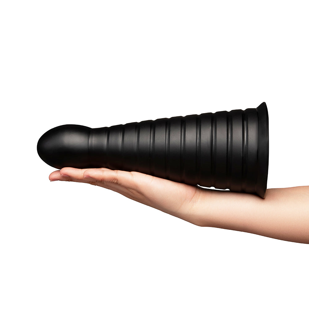 b-Vibe Cone 10 Inch Tapered & Ribbed XXL Dildo with Suction Cup