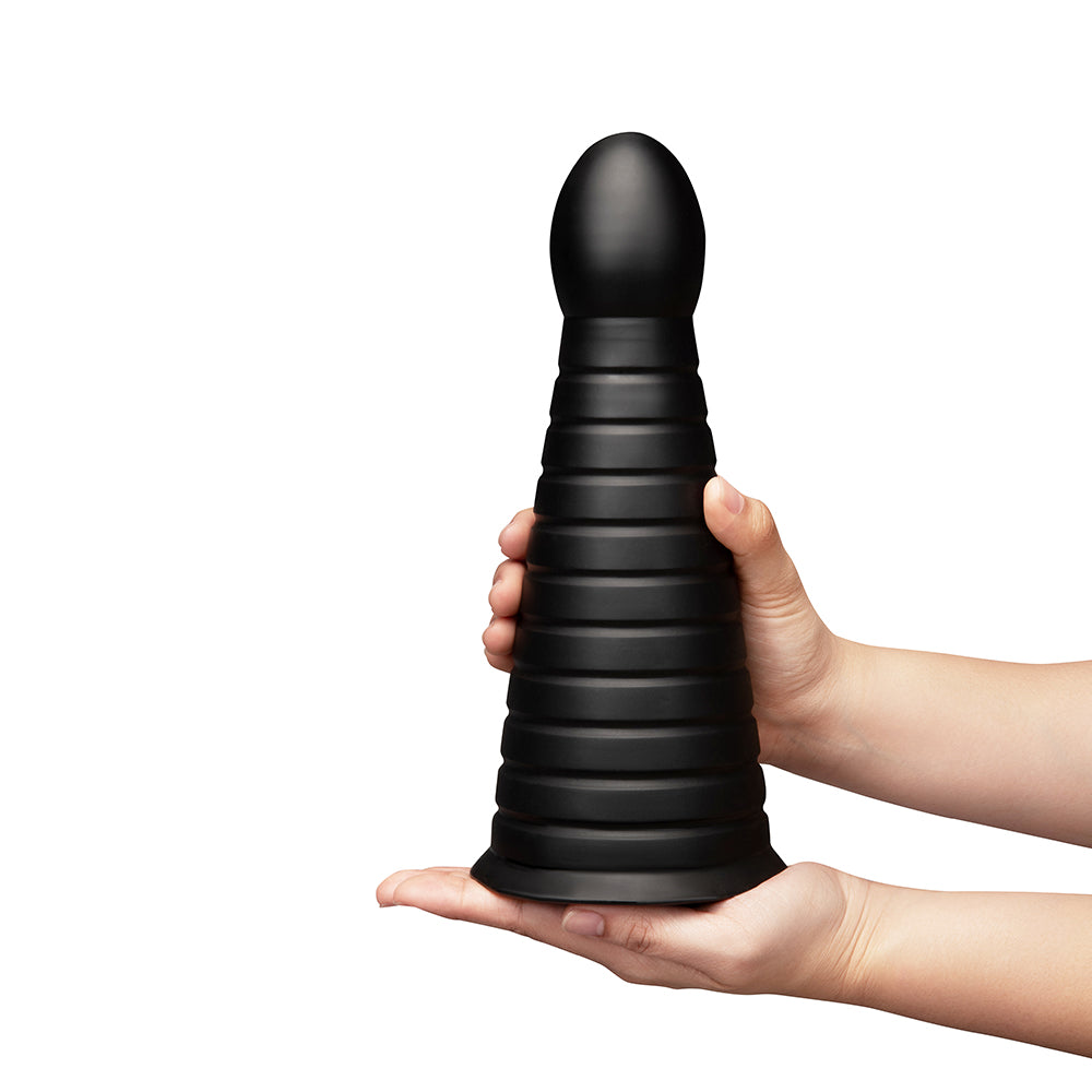 b-Vibe Cone 10 Inch Tapered & Ribbed XXL Dildo with Suction Cup