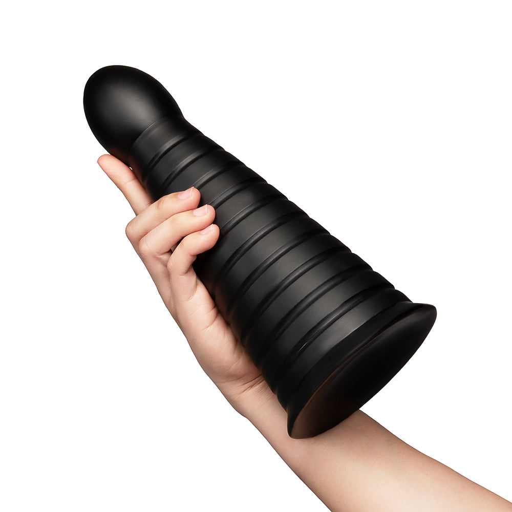 b-Vibe Cone 10 Inch Tapered & Ribbed XXL Dildo with Suction Cup