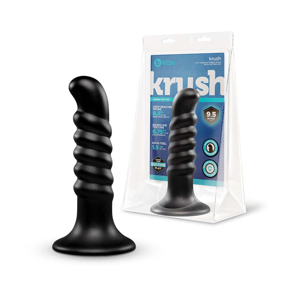b-Vibe Krush 9.5 Inch Curved & Ribbed XXL Dildo with Suction Cup