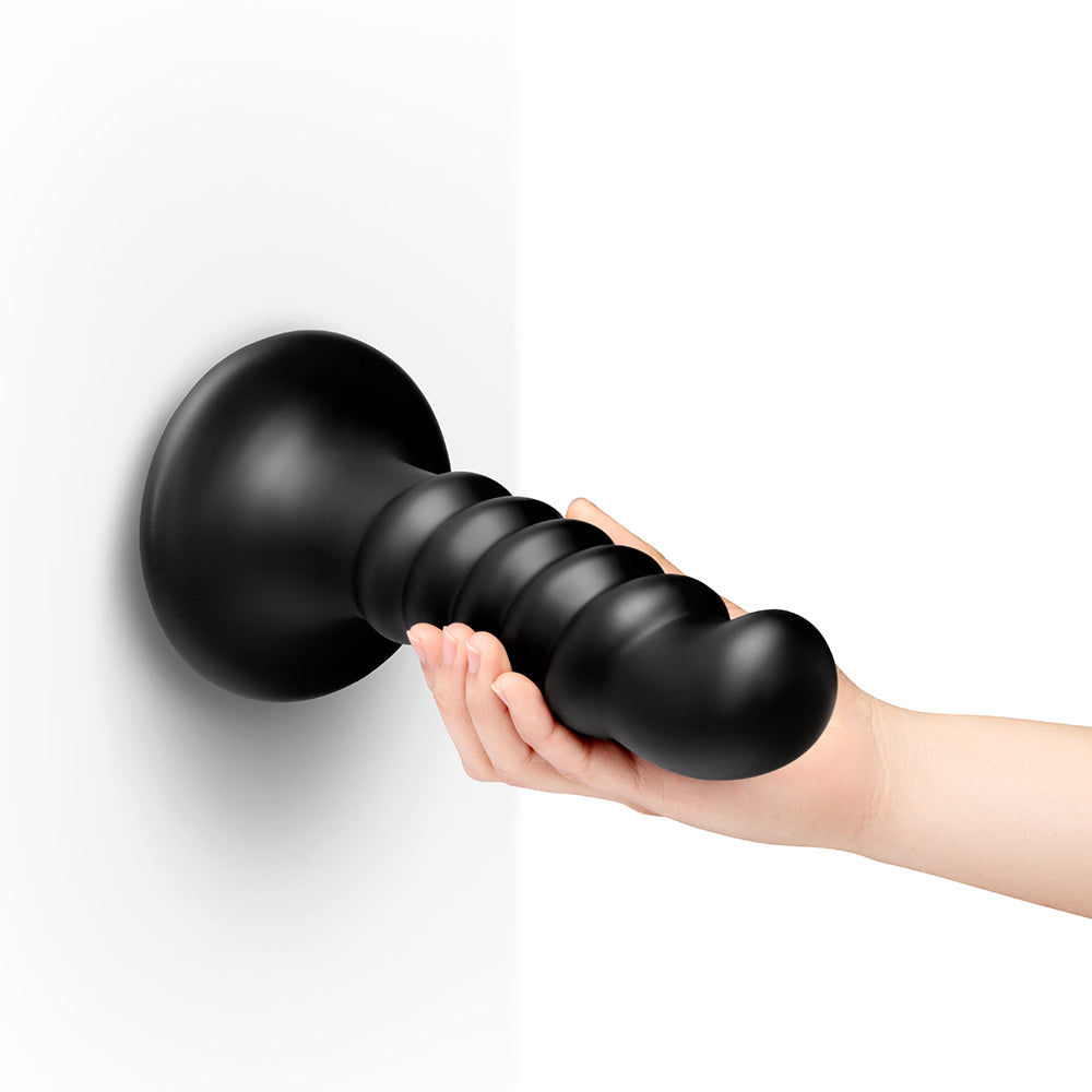 b-Vibe Krush 9.5 Inch Curved & Ribbed XXL Dildo with Suction Cup