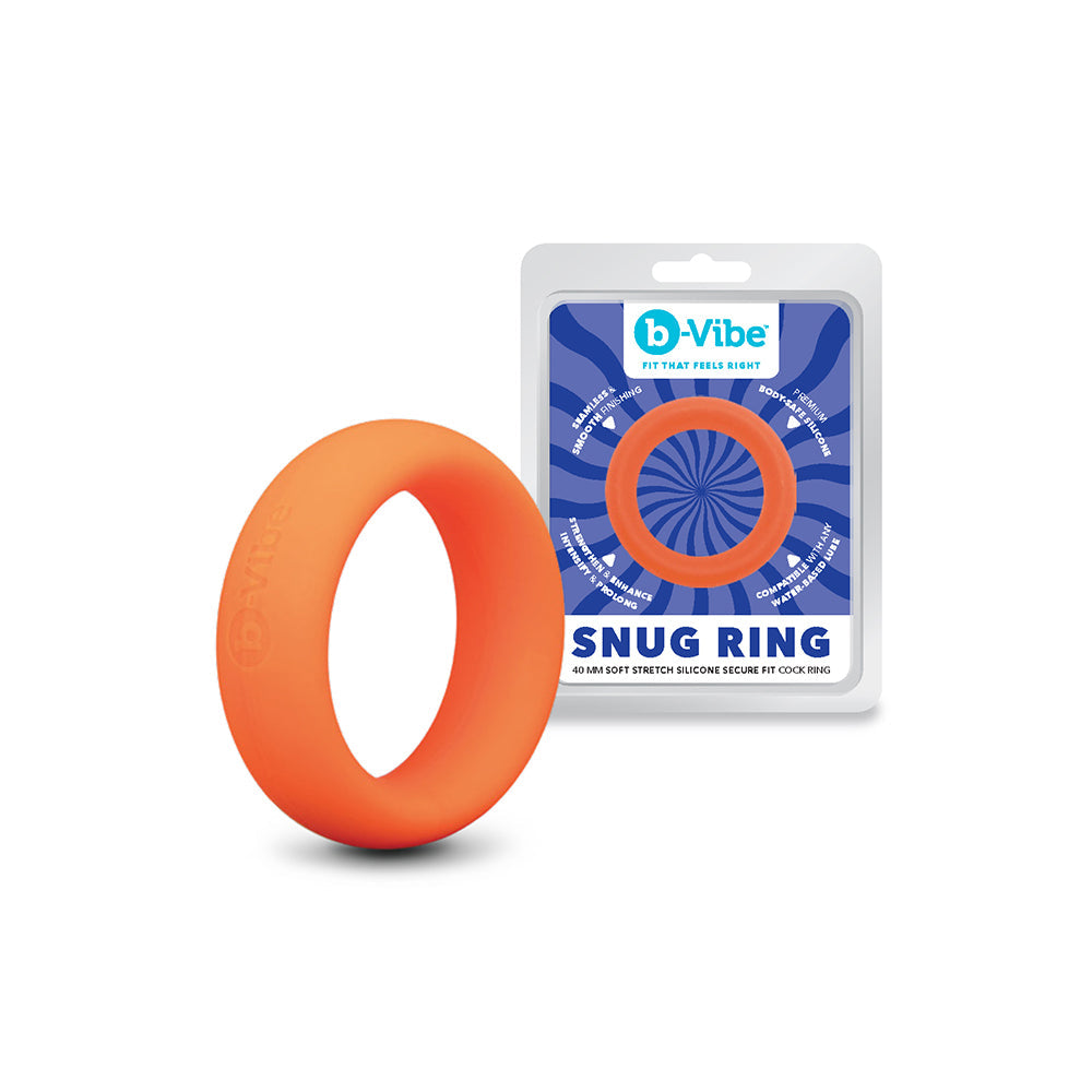 b-Vibe Snug Ring 40 mm Soft Stretch Silicone Secure Fit Cock Ring - Orange