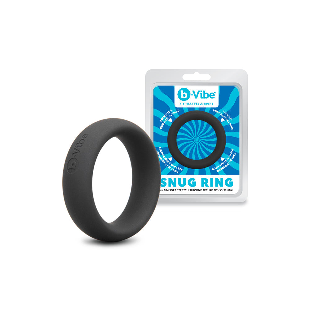 b-Vibe Snug Ring 45 mm Soft Stretch Silicone Secure Fit Cock Ring - Black