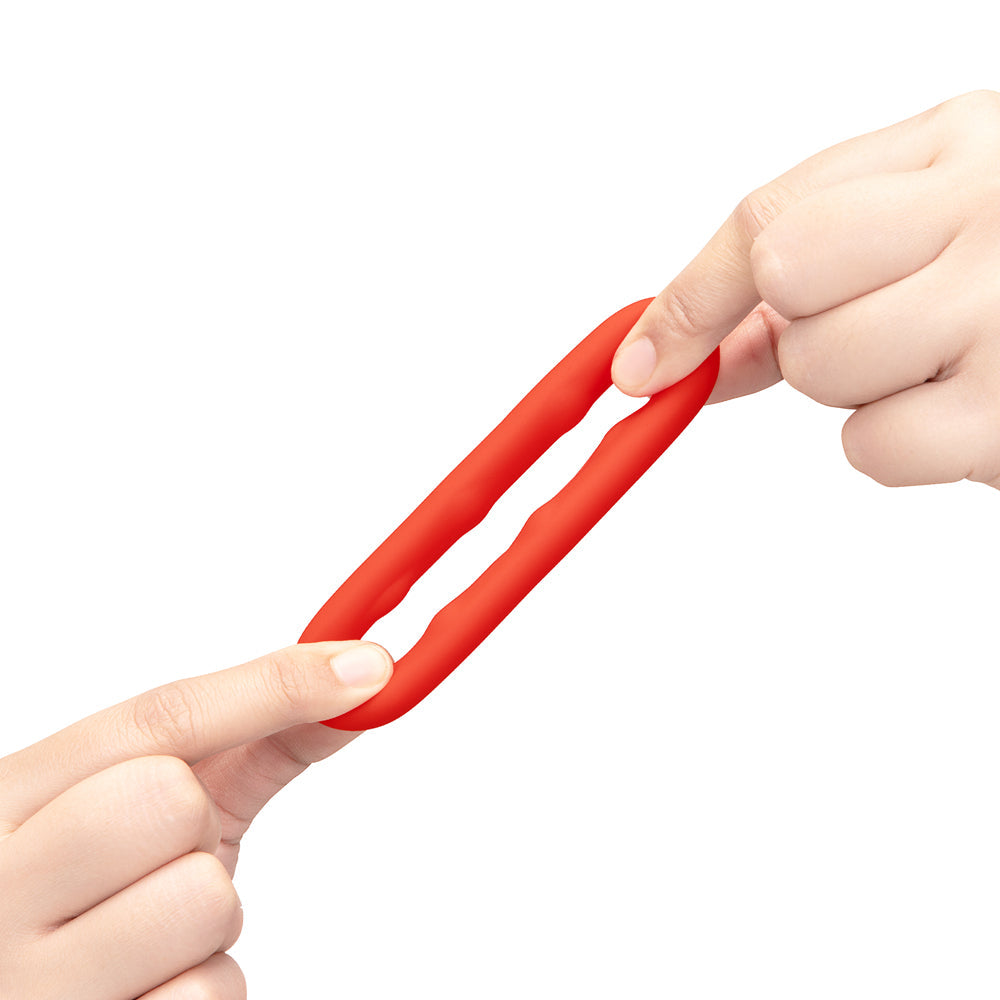 b-Vibe Flex Ring Grip Super Soft Silicone Secure Fit Cock Ring- Red