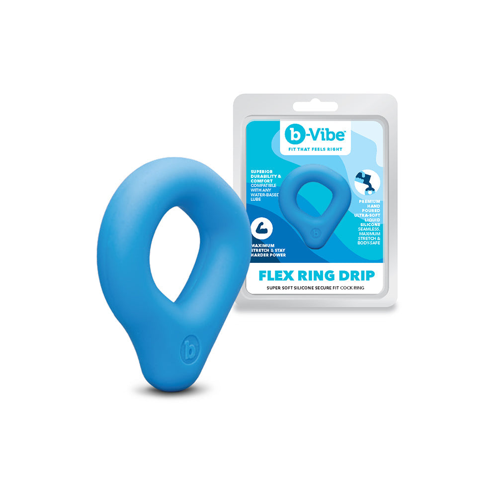 b-Vibe Flex Ring Drip Super Soft Silicone Secure Fit Cock Ring - Blue