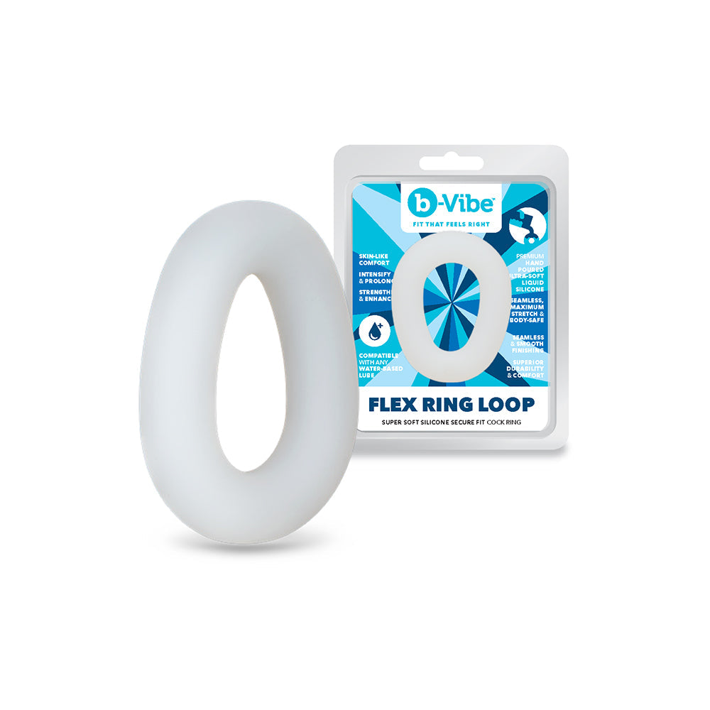 b-Vibe Flex Ring Loop Super Soft Silicone Secure Fit Cock Ring- Clear