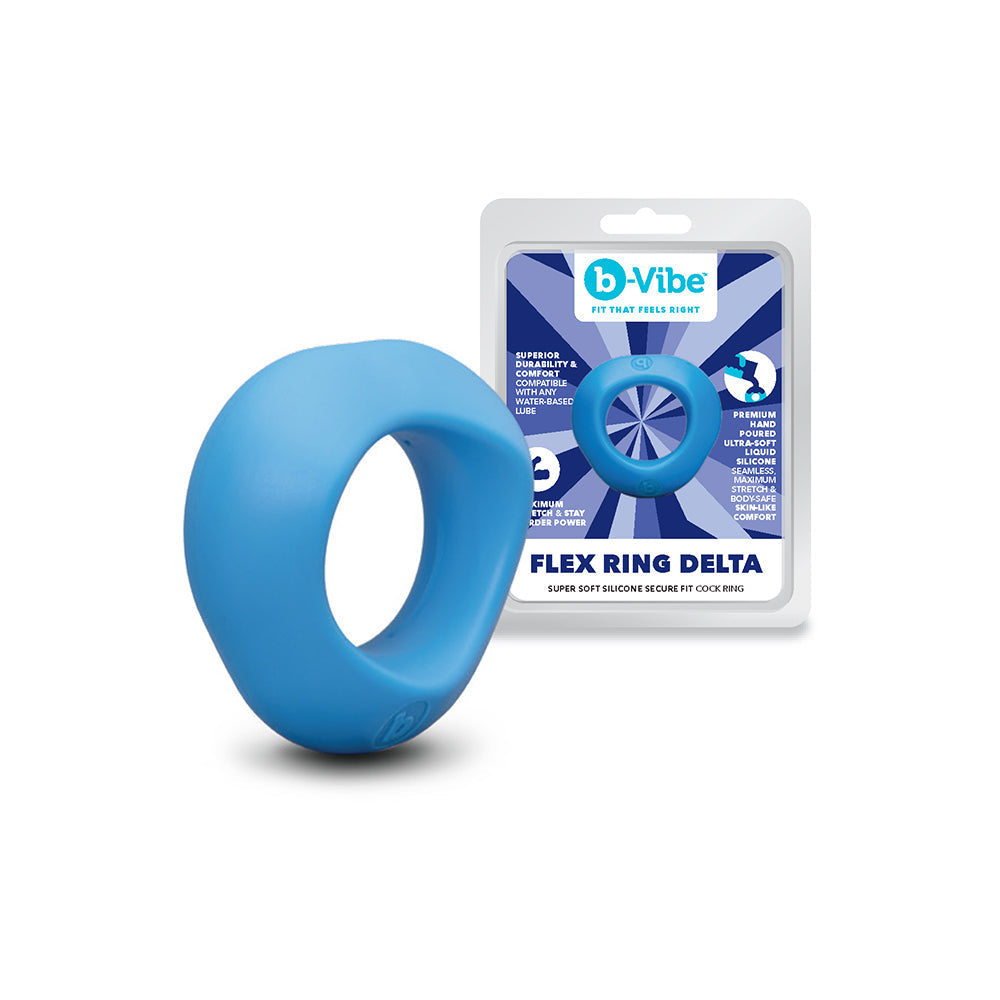 b-Vibe Flex Ring Delta Super Soft Silicone Secure Fit Cock Ring - Blue