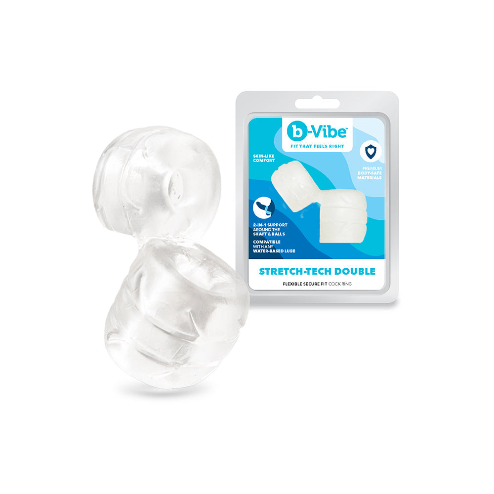 b-Vibe Stretch-Tech Double Barrel Flexible Secure Fit Cock Ring