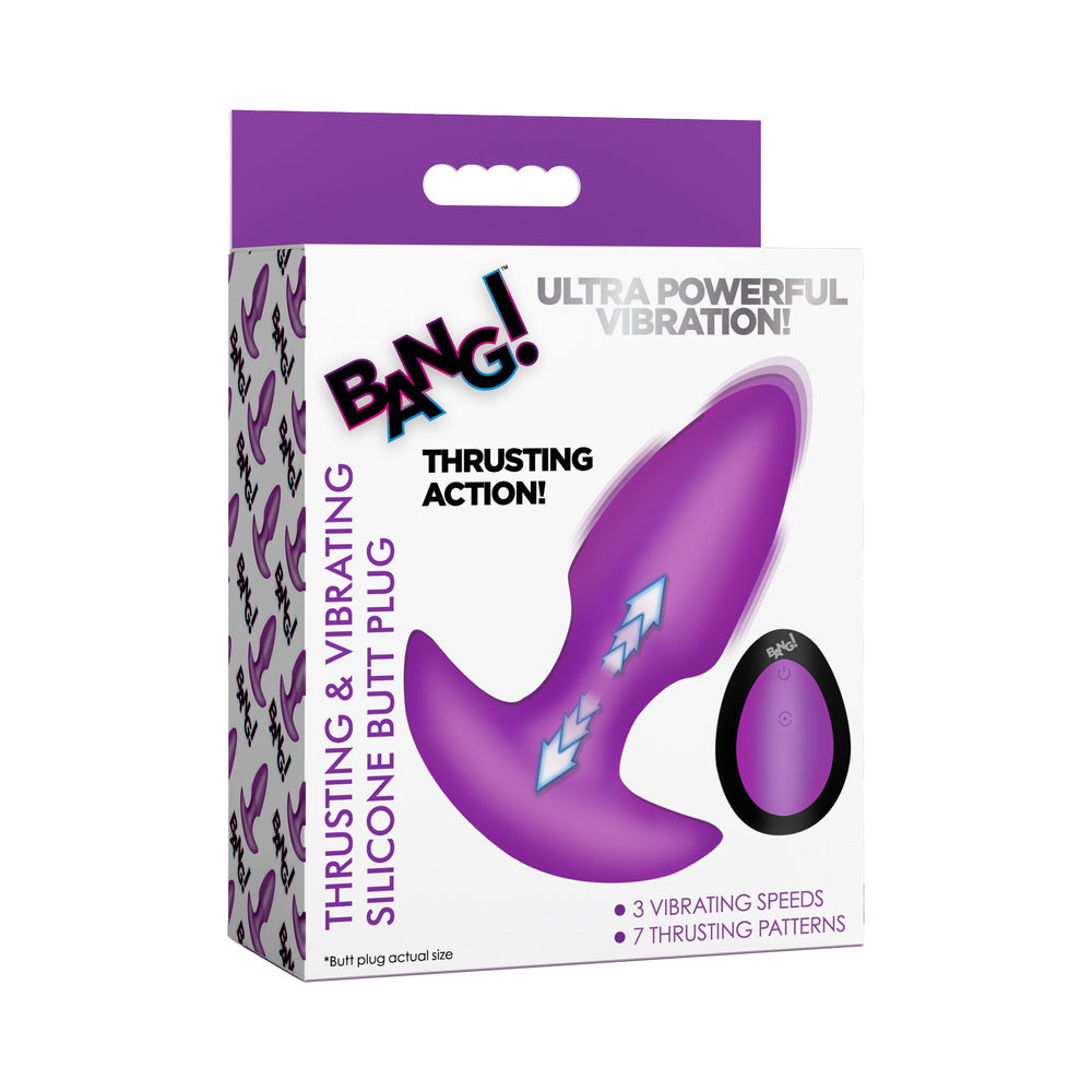 Bang! Thrusting & Vibrating Butt Plug - Purple