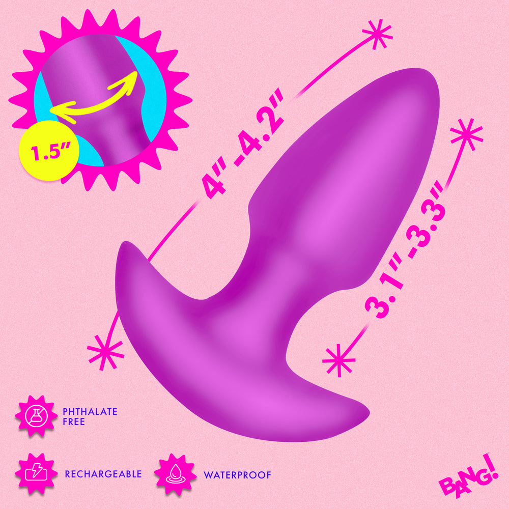 Bang! Thrusting & Vibrating Butt Plug - Purple