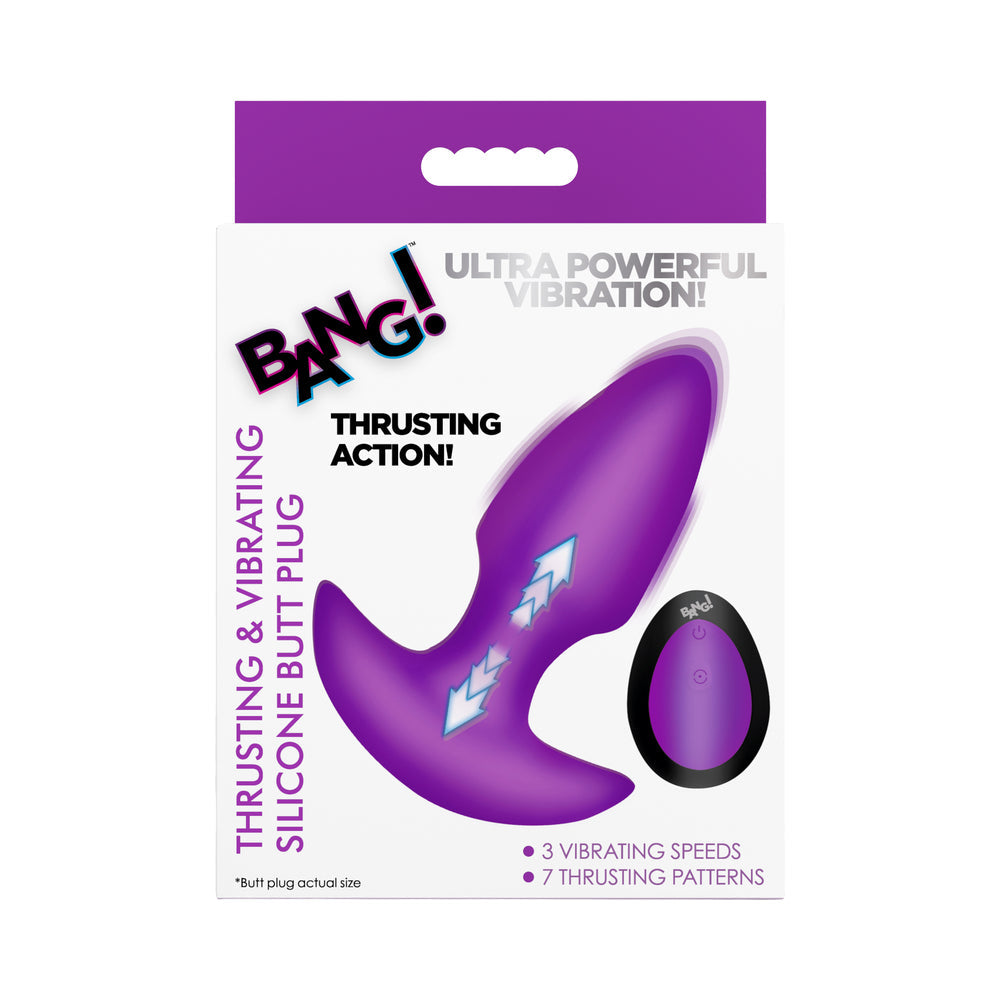 Bang! Thrusting & Vibrating Butt Plug - Purple
