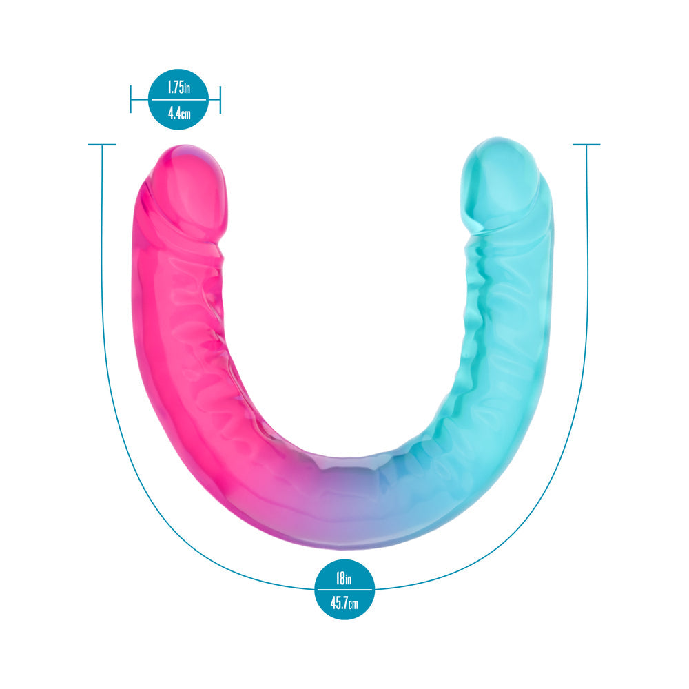 Blush B Yours 18" XX Large Double Dong Candy Papi - Multi Colors