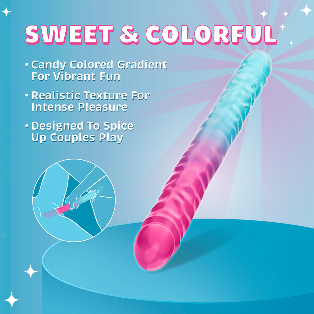 Blush B Yours 18" XX Large Double Dong Candy Papi - Multi Colors
