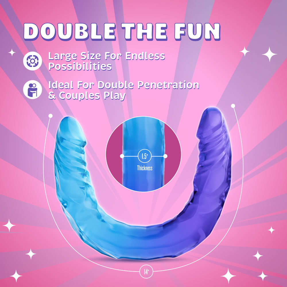 Blush B Yours 14" Large Double Dong Sugar Stud - Multi Color