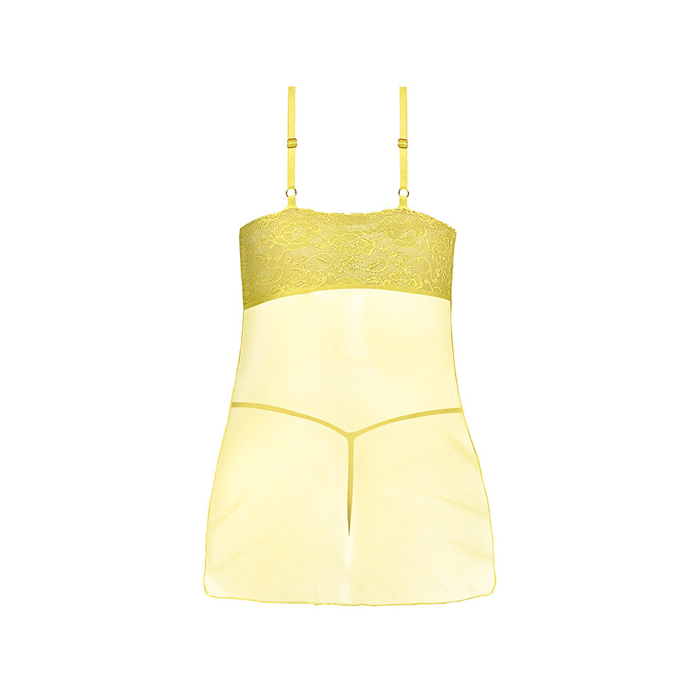 Daffodil Dreams Lace & Mesh Baby Doll w/G-String - Yellow L/XL