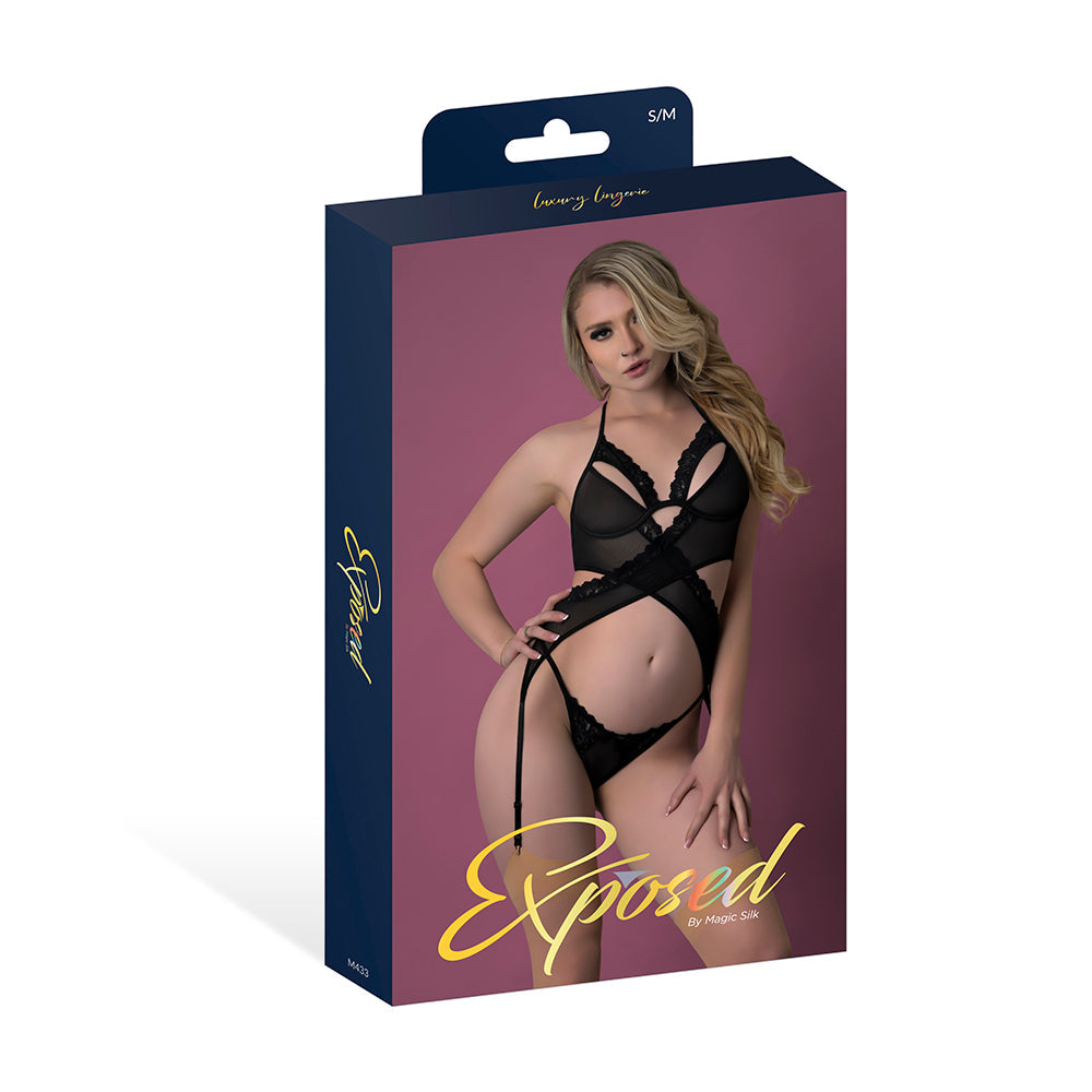 Rush Merry Widow & Panty Set - Black L/XL