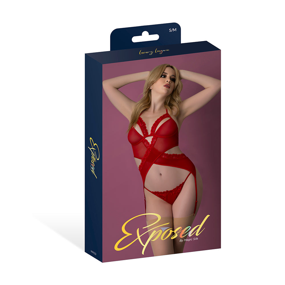 Rush Merry Widow & Panty Set - Red S/M
