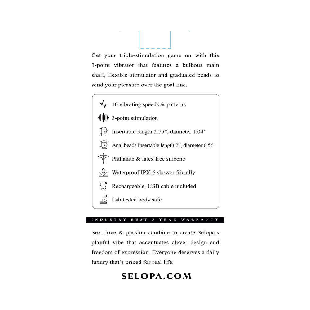 Selopa Game On Rechargeable Three Point Vibrator - Pink
