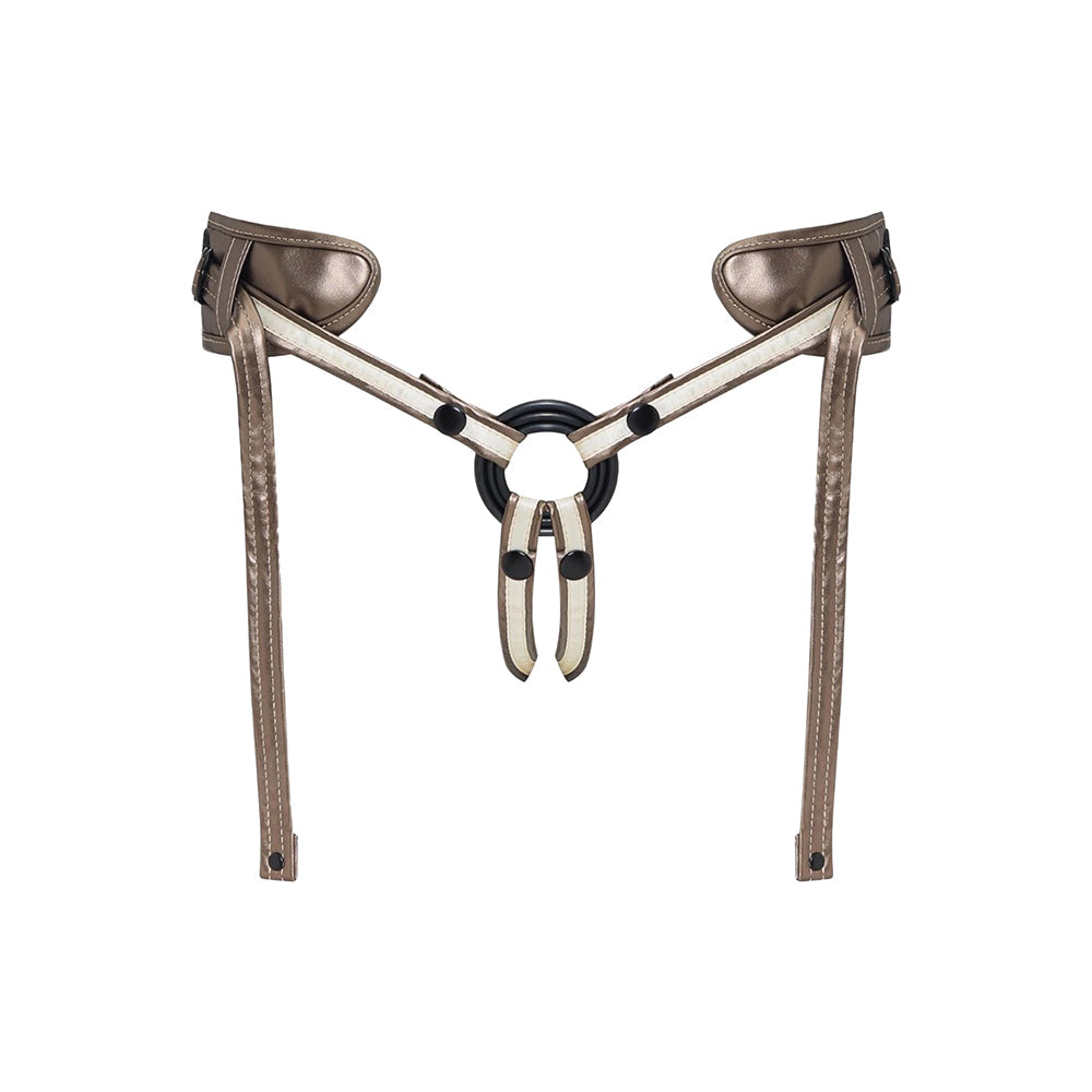 Strap On Me Leatherette Desirous Harness - O/S Metallic Bronze