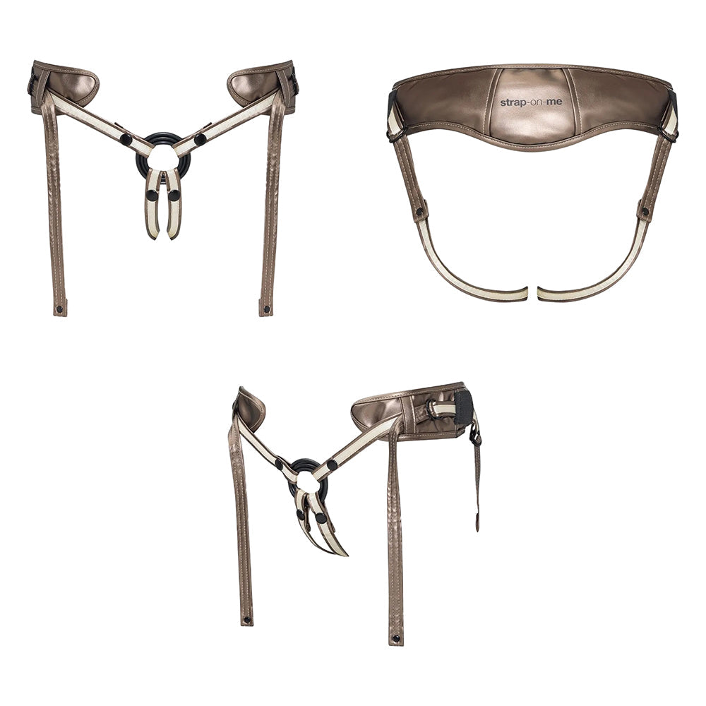Strap On Me Leatherette Desirous Harness - O/S Metallic Bronze